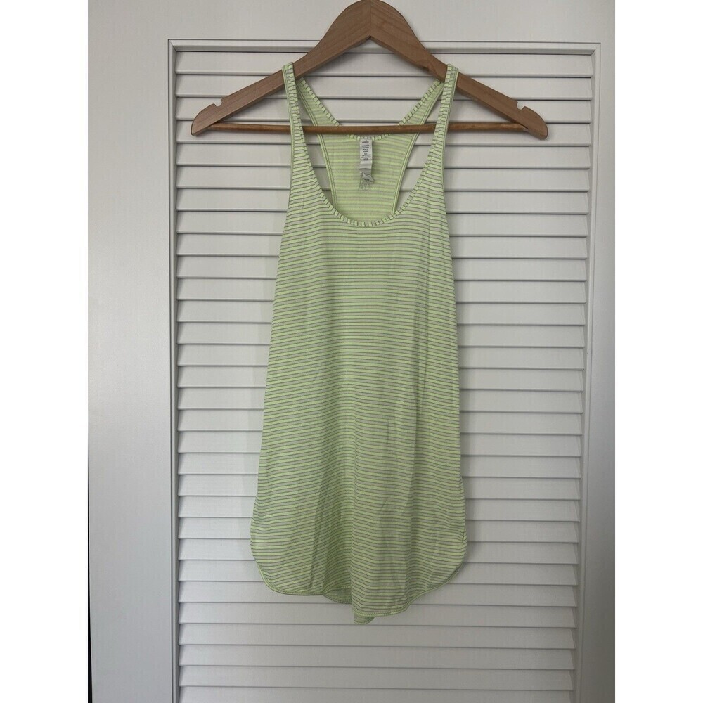 Lululemon What The Sport Singlet Size 2 Silver Stripe Clear Mint Zest Neon Brat